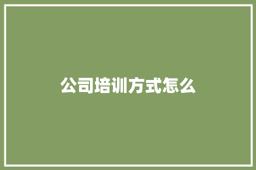 公司培训方式怎么