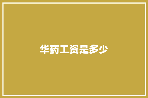 华药工资是多少