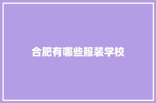 合肥有哪些服装学校