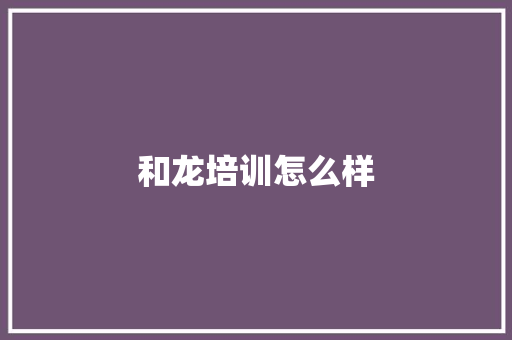 和龙培训怎么样