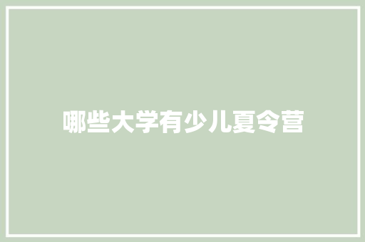 哪些大学有少儿夏令营