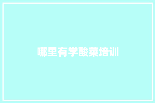 哪里有学酸菜培训