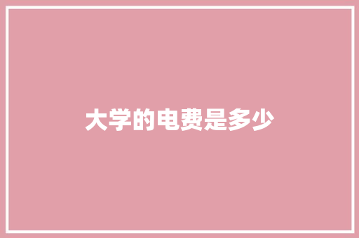 大学的电费是多少
