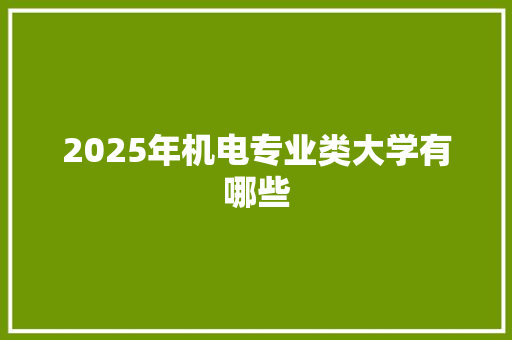 2025年机电专业类大学有哪些