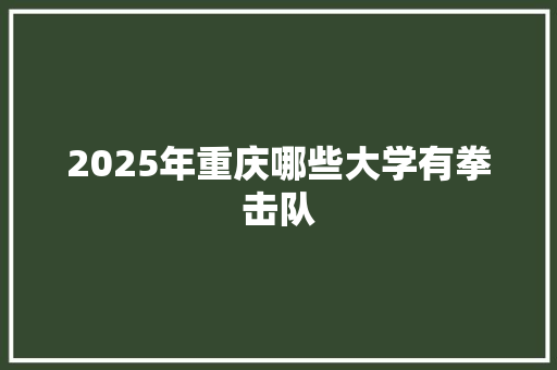 2025年重庆哪些大学有拳击队