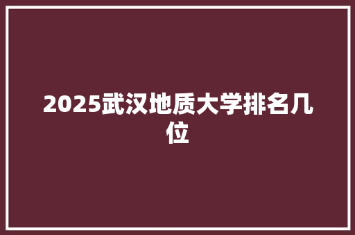 2025武汉地质大学排名几位