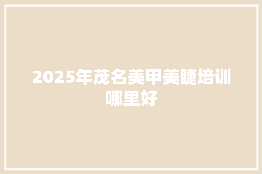 2025年茂名美甲美睫培训哪里好