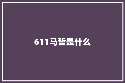 611马哲是什么