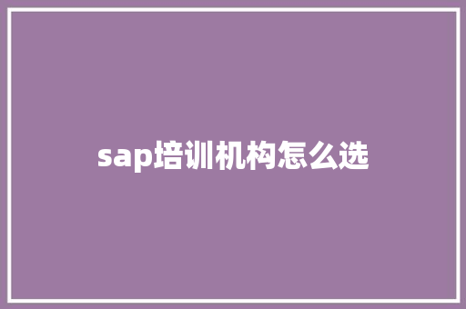 sap培训机构怎么选