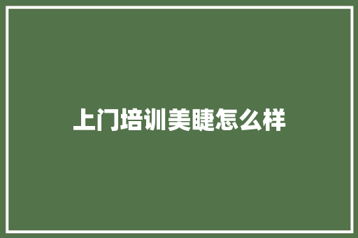 上门培训美睫怎么样
