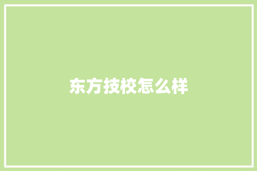 东方技校怎么样