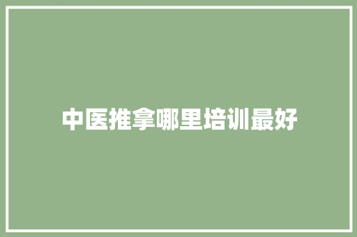中医推拿哪里培训最好