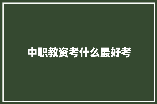 中职教资考什么最好考