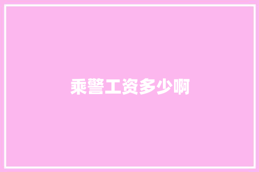 乘警工资多少啊