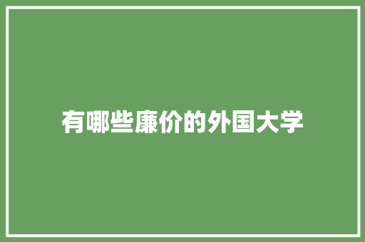 有哪些廉价的外国大学