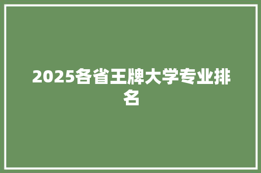 2025各省王牌大学专业排名