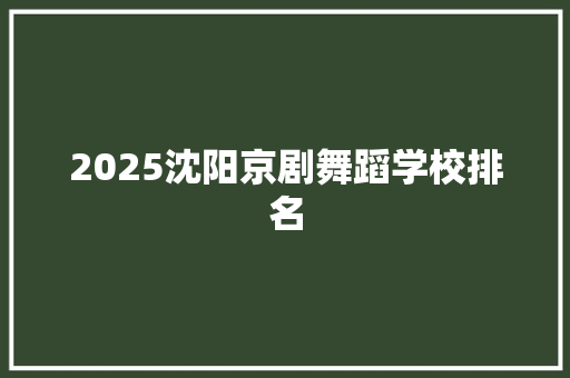2025沈阳京剧舞蹈学校排名