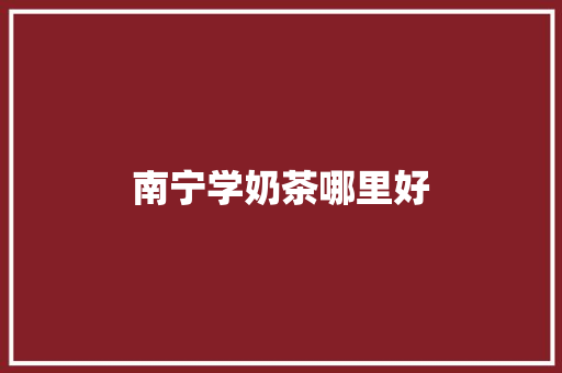 南宁学奶茶哪里好