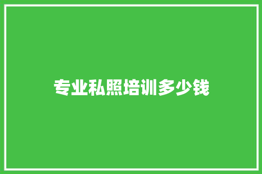 专业私照培训多少钱
