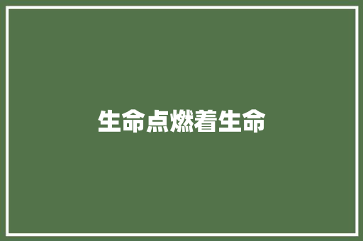 生命点燃着生命 校园演讲